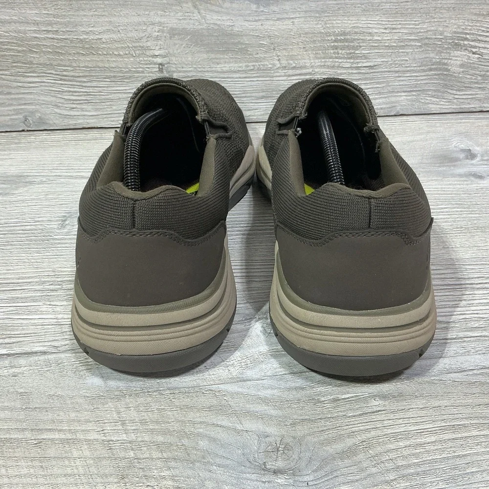 Skechers Relaxed Fit Memory Foam Shoes Mens 12 Olive Brown Slip On 204000 OLBR